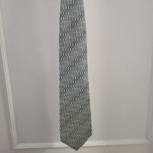 Vintage Pierre Cardin Vintage Silk Tie Blue Brown Geometric Abstract Pattern
